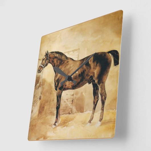 ENGLISCHES PFERD IM STALL QUADRATISCHE WANDUHR (Winkel)