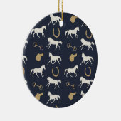Englisches Pferdemuster für Gold und Elfenbeinküst Keramikornament (Rechts)