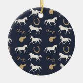 Englisches Pferdemuster für Gold und Elfenbeinküst Keramikornament (Vorne)