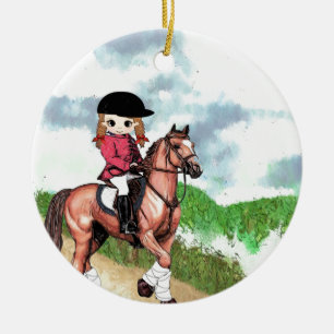 Englisches Reitmädchen Keramikornament