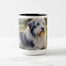 ENGLISCHES SCHAFENLAND IM FELD ZWEIFARBIGE TASSE