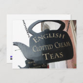 Englisches Schild "Clotted Cream Tee" Postkarte (Vorne/Hinten)