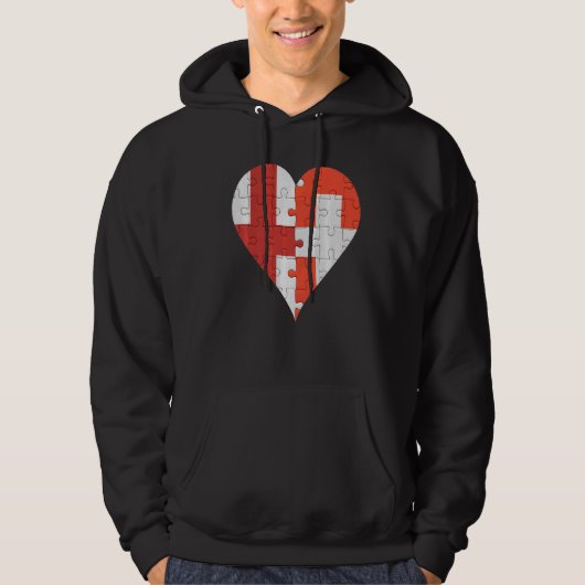 Englisches Schweizer Flaggenherz Hoodie (Vorderseite)