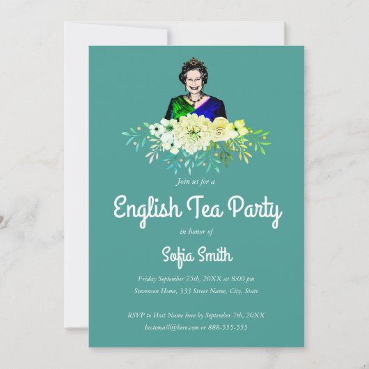 Englisches Tee-Party der Königin-Elizabeth Einladung (Vorderseite)