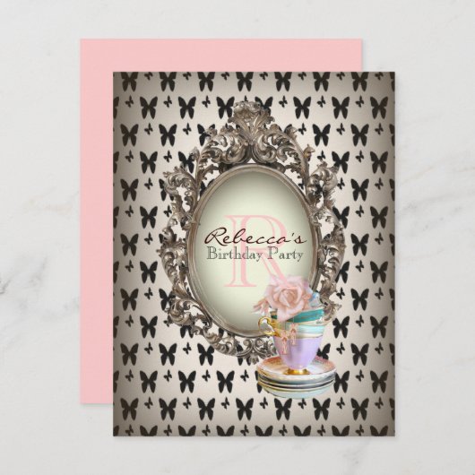 englisches Tee-Party des viktorianischen Einladung (Vorne/Hinten)