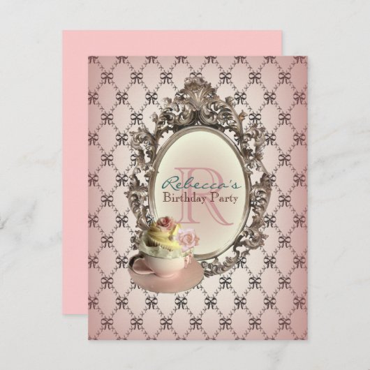 englisches Tee-Party des viktorianischen Einladung (Vorne/Hinten)