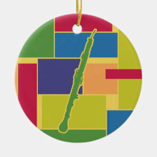 Englischhorn Colorblocks Weihnachtsbaumanhänger Keramikornament