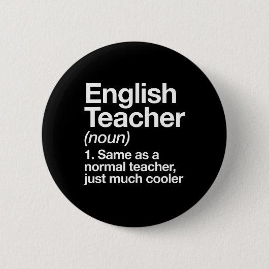 Englischlehrer Definition Lustig Zurück Zur Schule Button (Vorderseite)