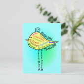 Englischlehrer "Grammar Bird" - Geschenke Postkarte (Stehend Vorderseite)