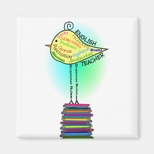 Englischlehrer-"Grammatik-Vogel-" Geschenke Magnet