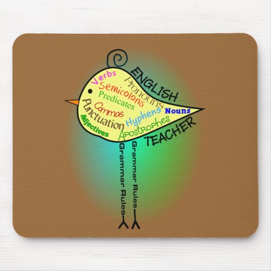 Englischlehrer-"Grammatik-Vogel-" Geschenke Mousepad (Vorne)