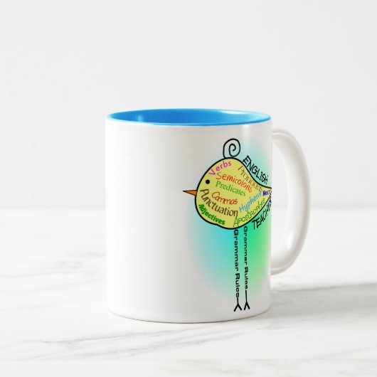 Englischlehrer-"Grammatik-Vogel-" Geschenke Zweifarbige Tasse (VorderseiteRechts)
