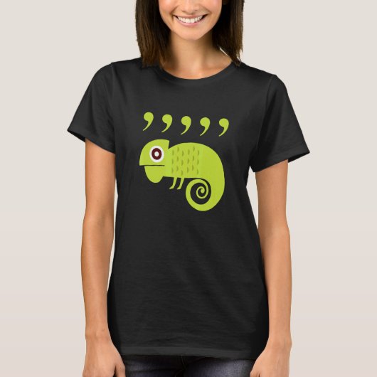 Englischlehrer Komma Chamäleon 80er T-Shirt (Vorderseite)