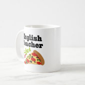 Englischlehrer-(lustige) Pizza Kaffeetasse (Vorderseite Links)