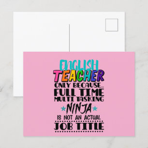 Englischlehrer nur wegen Vollzeit-Multi-Task Postkarte