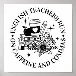 Englischlehrer spielen über Koffein und Commas Poster