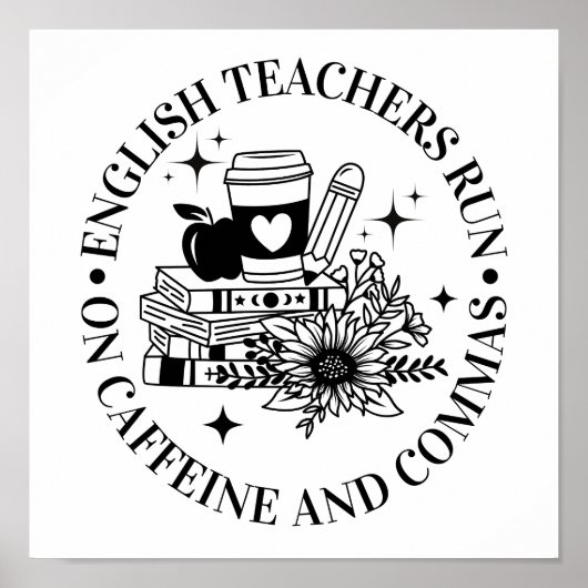 Englischlehrer spielen über Koffein und Commas Poster (Vorne)