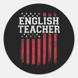 Englischlehrerin Amerikanische Flagge Usa Patriot Runder Aufkleber