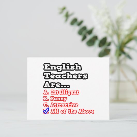 Englischlehrerin Quiz...Joke Postkarte (Stehend Vorderseite)