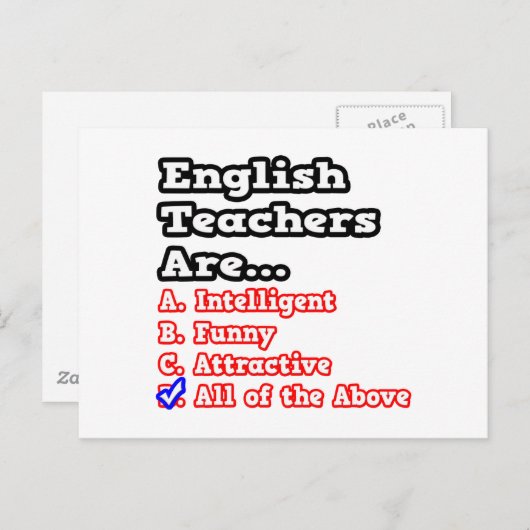 Englischlehrerin Quiz...Joke Postkarte (Vorne/Hinten)