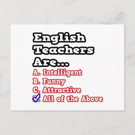Englischlehrerin Quiz...Joke Postkarte (Vorderseite)