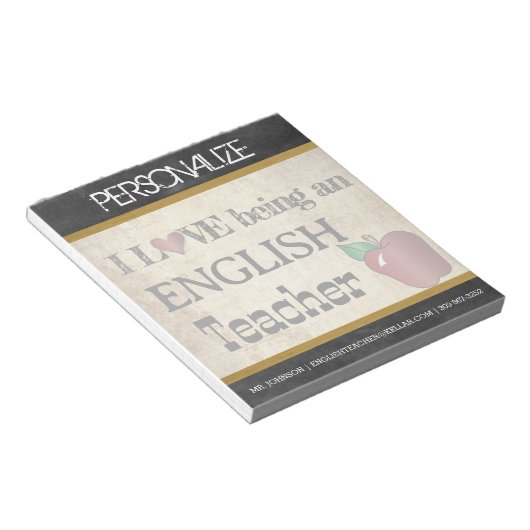 Englischlehrerin | Vintager Stil Notizblock (angewinkelt)