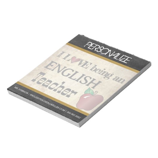 Englischlehrerin | Vintager Stil Notizblock (Rotiert)