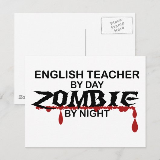 Englischlehrerin Zombie Postkarte (Vorne/Hinten)