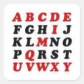 English Alphabet Quadratischer Aufkleber (Vorderseite)