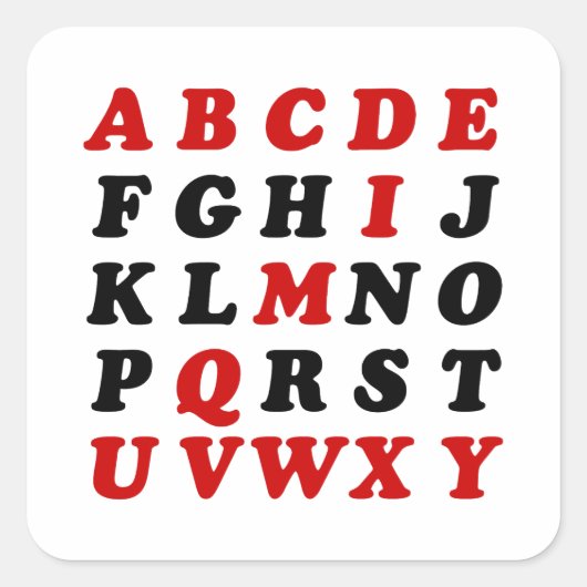 English Alphabet Quadratischer Aufkleber (Vorderseite)