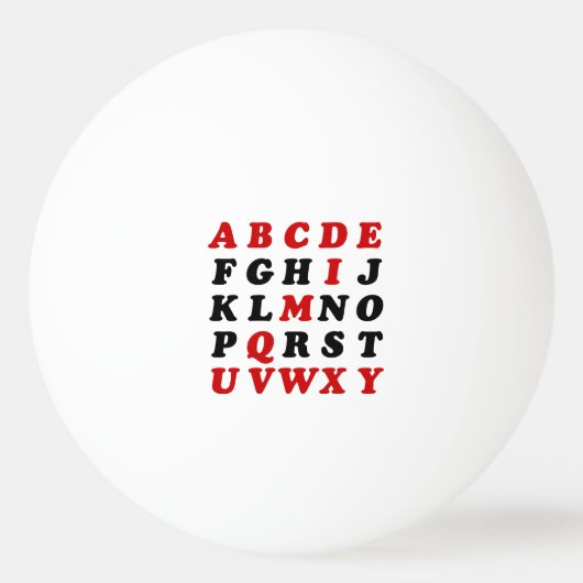 English Alphabet Tischtennisball (Vorderseite)