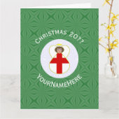 English Angel Christmas Flag Personalisiert Karte (Gelbe Blume)
