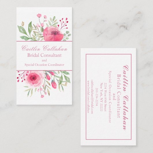 English Bouquet Floral Visitenkarte (Vorne/Hinten)