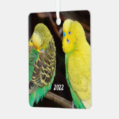 English Budgie Parakeet Keramik Ornament Aus Metall (Vorderseite links)