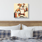 English Bull Dog mit Soda Canvas Print Leinwanddruck (Insitu (Schlafzimmer))