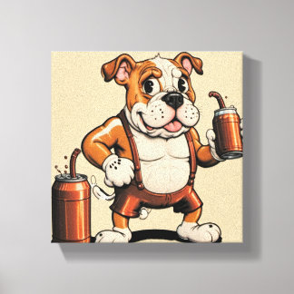 English Bull Dog mit Soda Canvas Print Leinwanddruck