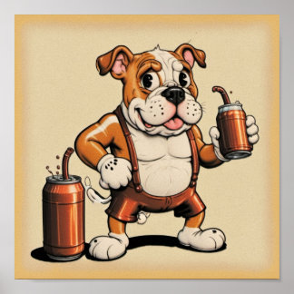 English Bull Dog mit Soda Poster
