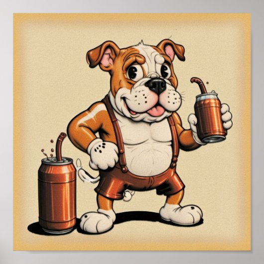English Bull Dog mit Soda Poster (Vorne)