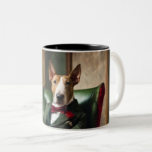 English Bull Terrier 2 Töne Kaffee Tasse (VorderseiteRechts)