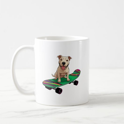 English Bull Terrier auf einem Skateboard Kaffeetasse (Links)