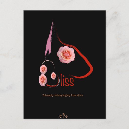 English Bull Terrier Bliss mit Rose Art Postkarte (Vorderseite)