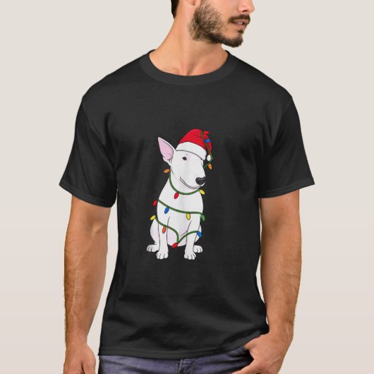 English Bull Terrier Christmas Tree Lights Holiday T-Shirt (Vorderseite)