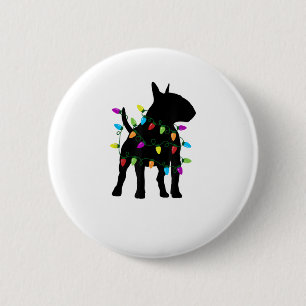 English Bull Terrier Dog Christmas Lights Button