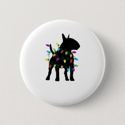 English Bull Terrier Dog Christmas Lights Button (Vorderseite)