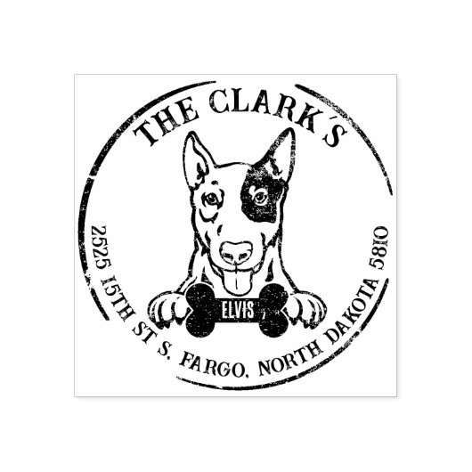 English Bull Terrier Family Rücksendeadresse Gummistempel (Prägung)