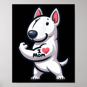 English Bull Terrier I Liebe Mama Funny Dog Tattoo Poster