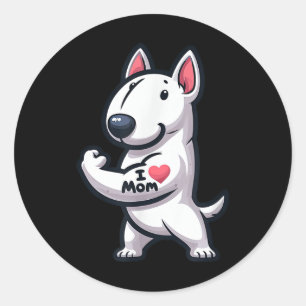 English Bull Terrier I Liebe Mama Funny Dog Tattoo Runder Aufkleber