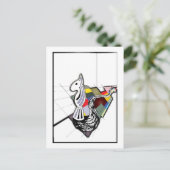 English Bull Terrier Surreal Art Schach Slide Postkarte (Stehend Vorderseite)