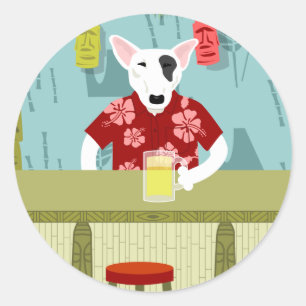 English Bull Terrier Tiki Bar Runder Aufkleber