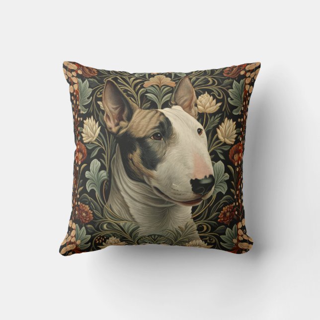 English Bull Terrier William Morris Style Floral Kissen (Rückseite)